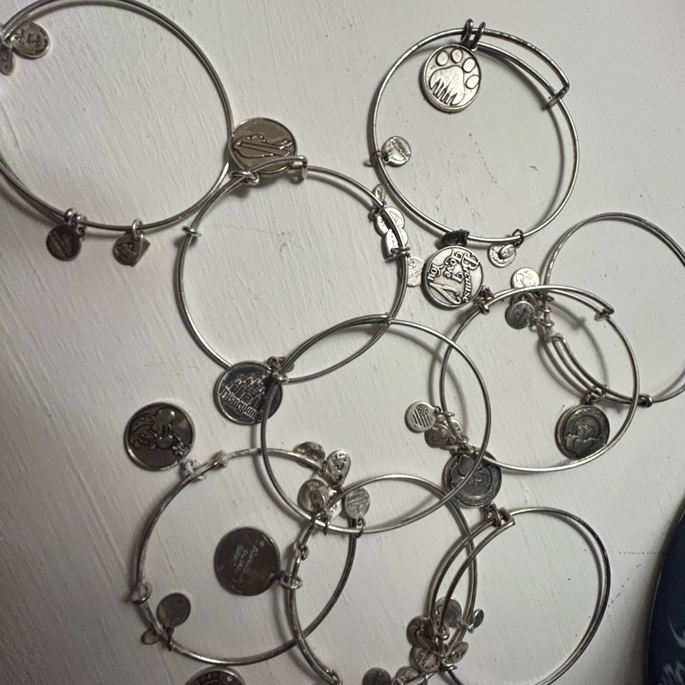 ALEX & ANI Bundle Silver Charm Bangle Bracelet Set w/ 8 Styles and Designs